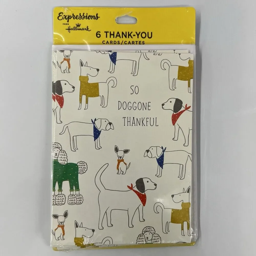 Hallmark Expressions DOGS Thank You Blank Note Cards & Envelopes Set of 12